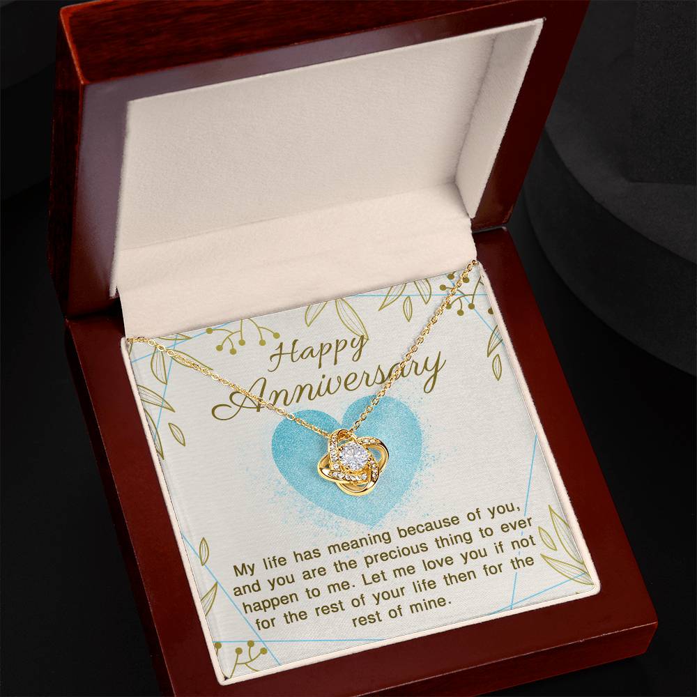 Happy Anniversary Love Knot Necklace for Wife with I Love You This Much Message Card