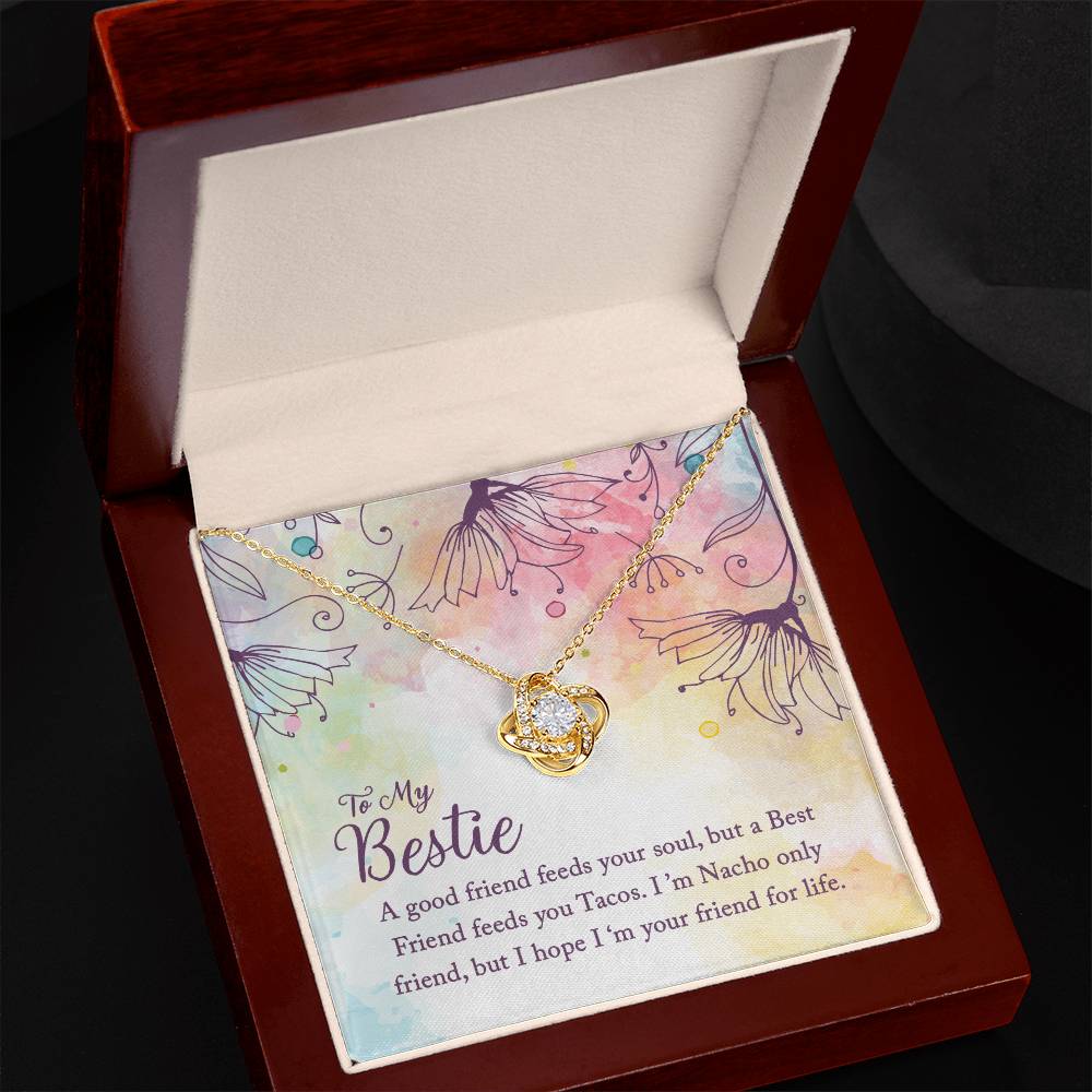 To My Bestie Love Knot Necklace with Funny Friendship Message Card