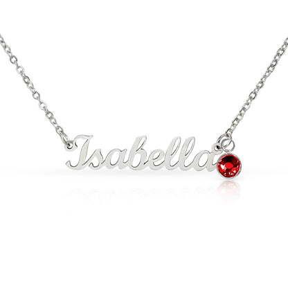 Personalized name "Isabella" on silver daughter necklace