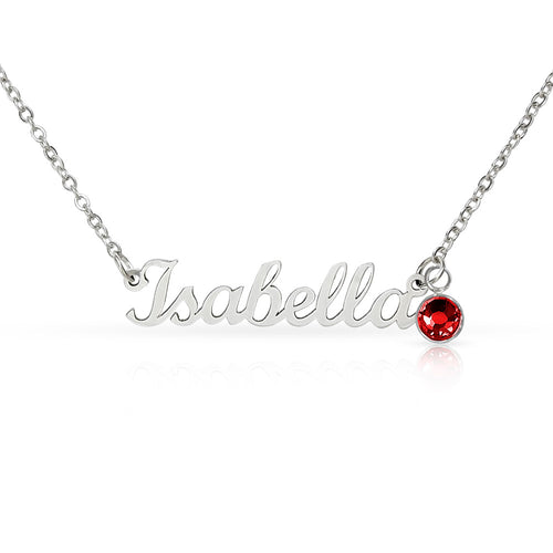 Personalized name "Isabella" on silver daughter necklace