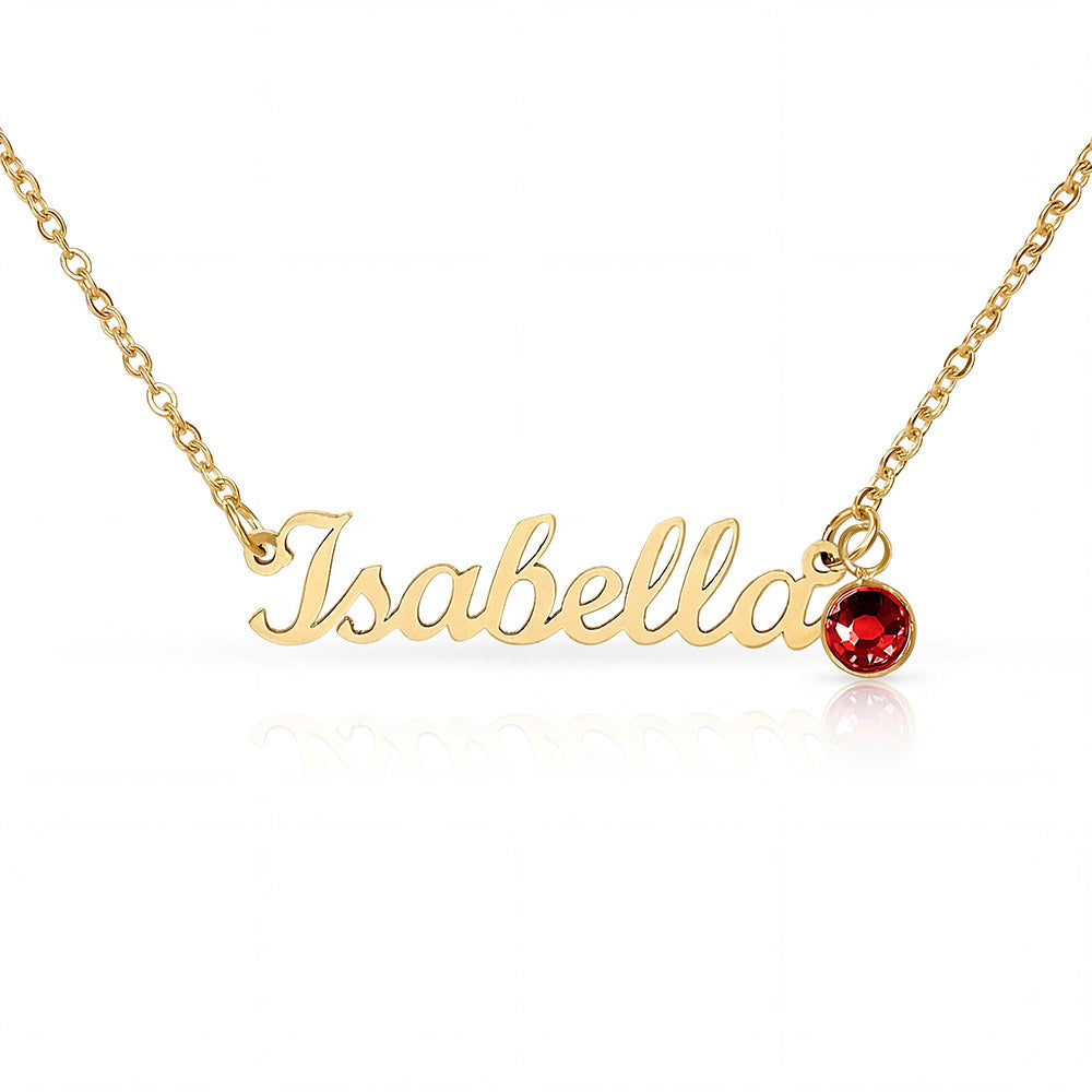 Personalized name "Isabella" on silver daughter necklace