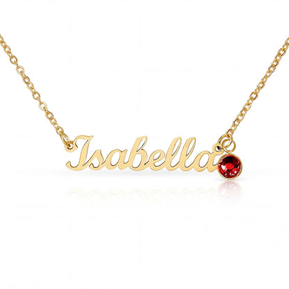 Personalized name "Isabella" on silver daughter necklace