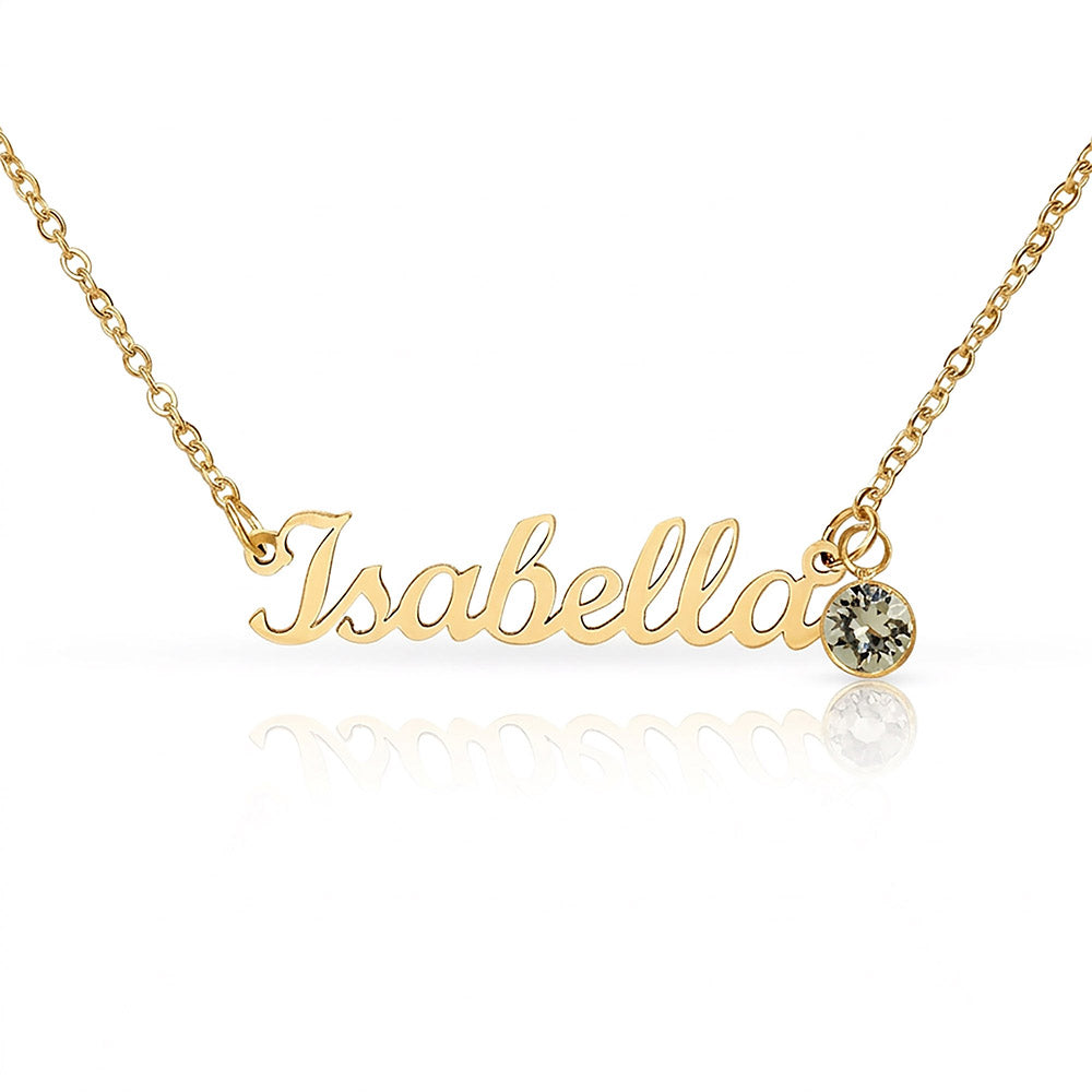 Personalized name "Isabella" on silver daughter necklace