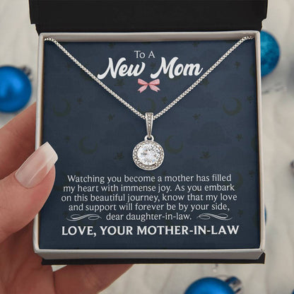 Eternal Hope Necklace for New Mom with Sentimental Message Card from Mother-in-Law