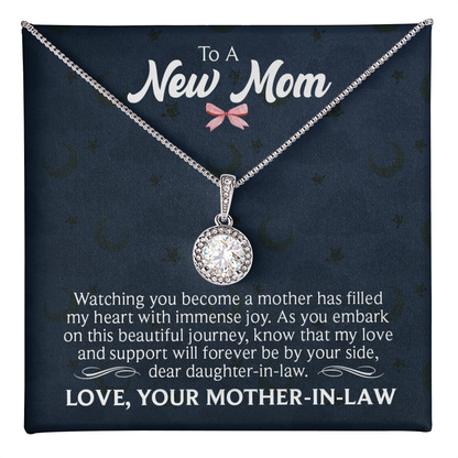 Eternal Hope Necklace for New Mom with Sentimental Message Card from Mother-in-Law