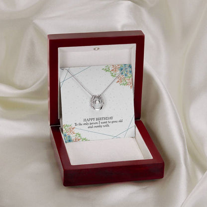 Lucky Horseshoe Necklace worn - sentimental birthday jewelry