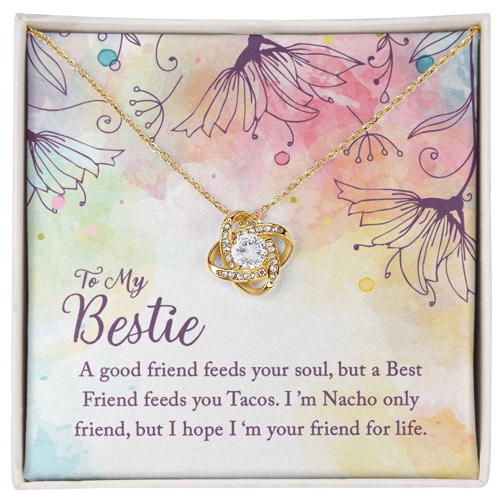 To My Bestie Love Knot Necklace with Funny Friendship Message Card