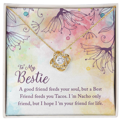 To My Bestie Love Knot Necklace with Funny Friendship Message Card