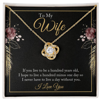 To My Wife Love Knot Necklace with Sentimental Anniversary Message Card
