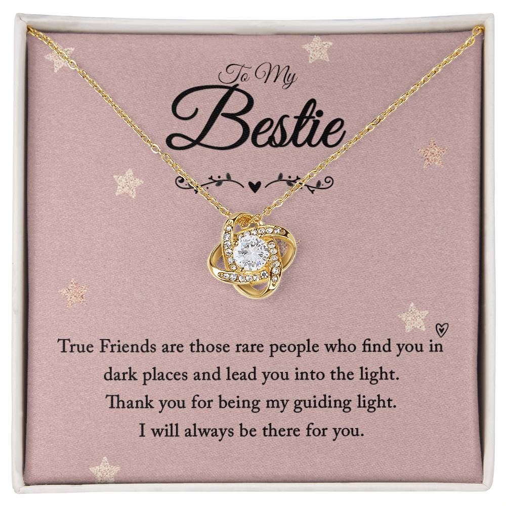 To My Bestie Love Knot Necklace with Sentimental Guiding Light Message Card