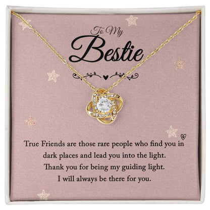 To My Bestie Love Knot Necklace with Sentimental Guiding Light Message Card