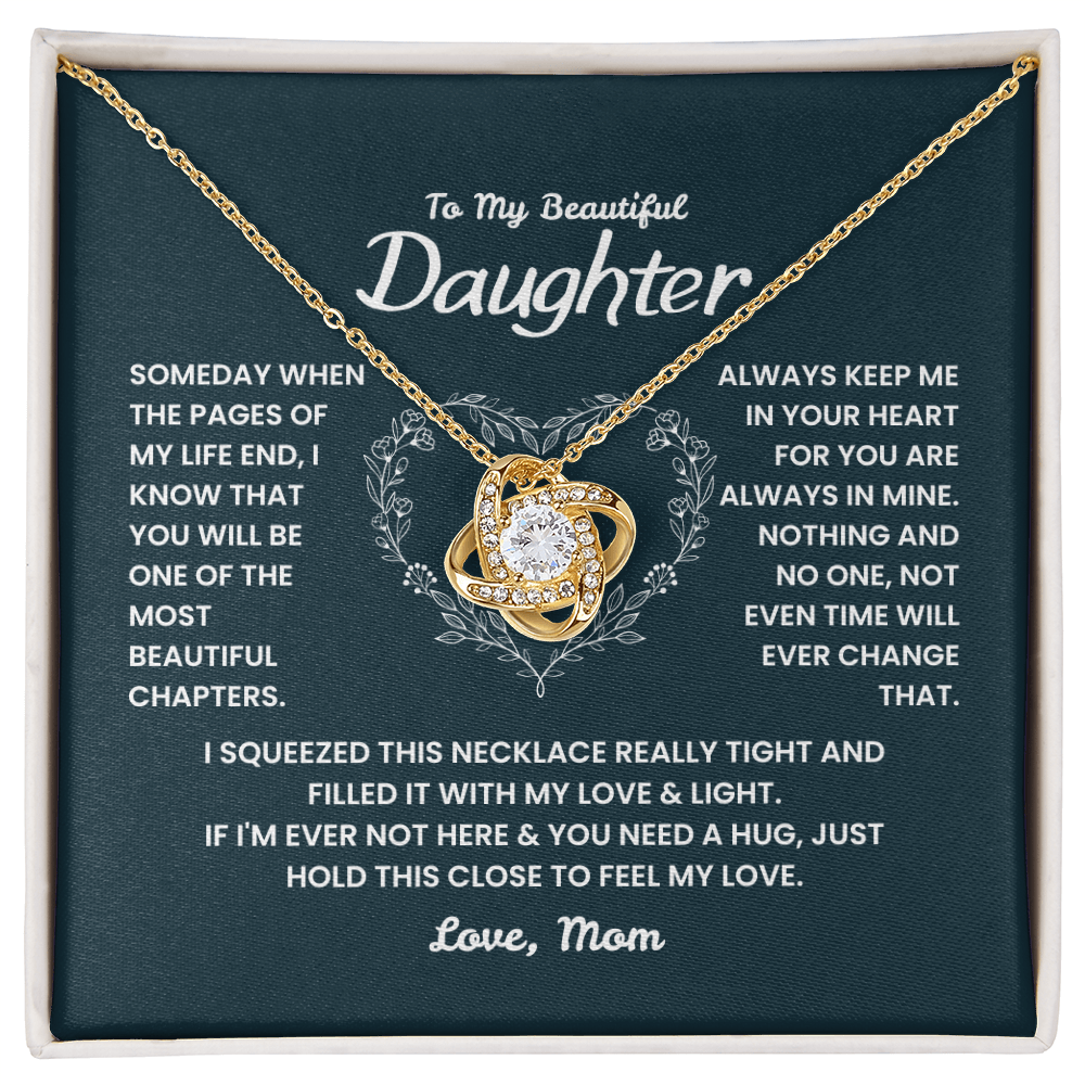 Love Knot Necklace in gift box – meaningful mother to daughter jewelry with message card