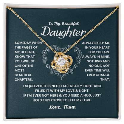 Love Knot Necklace in gift box – meaningful mother to daughter jewelry with message card