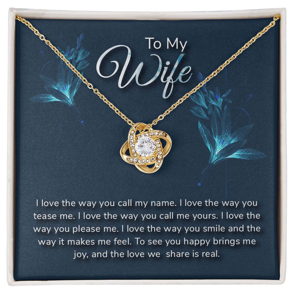 To My Wife Love Knot Necklace with Sentimental Romantic Message Card
