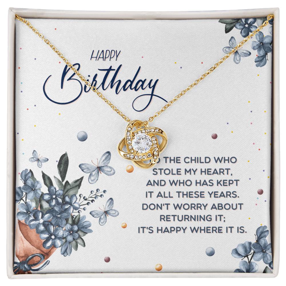 Love Knot Necklace Happy Birthday Gift for Daughter from Parents with Sentimental Message Card