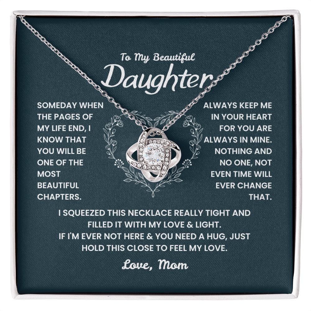 Love Knot Necklace – sentimental gift from mom to daughter with cubic zirconia pendant