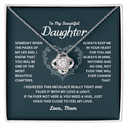 Love Knot Necklace – sentimental gift from mom to daughter with cubic zirconia pendant