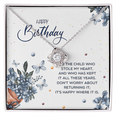 Love Knot Necklace Happy Birthday Gift for Daughter from Parents with Sentimental Message Card