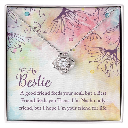 To My Bestie Love Knot Necklace with Funny Friendship Message Card