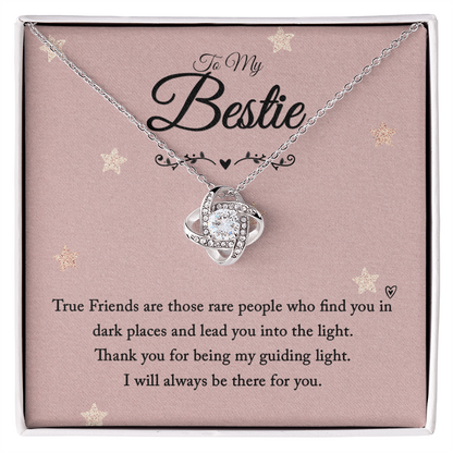 To My Bestie Love Knot Necklace with Sentimental Guiding Light Message Card