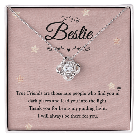 To My Bestie Love Knot Necklace with Sentimental Guiding Light Message Card