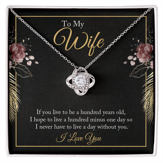 To My Wife Love Knot Necklace with Sentimental Anniversary Message Card