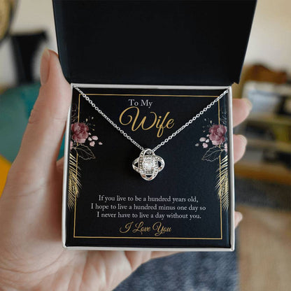 To My Wife Love Knot Necklace with Sentimental Anniversary Message Card