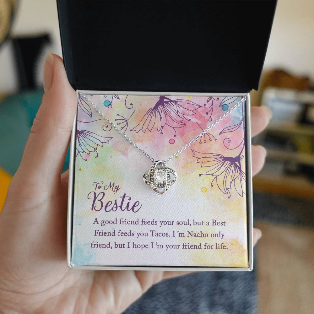 To My Bestie Love Knot Necklace with Funny Friendship Message Card