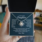 Love Knot Necklace close-up – elegant gold finish jewelry gift for daughter from mother