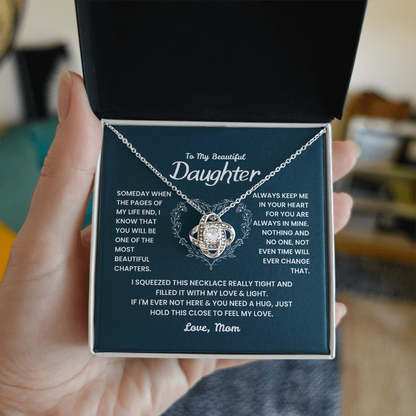 Love Knot Necklace close-up – elegant gold finish jewelry gift for daughter from mother