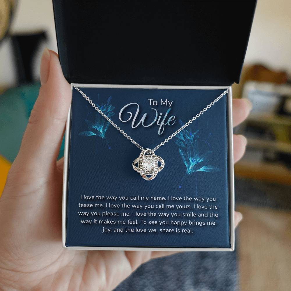 To My Wife Love Knot Necklace with Sentimental Romantic Message Card