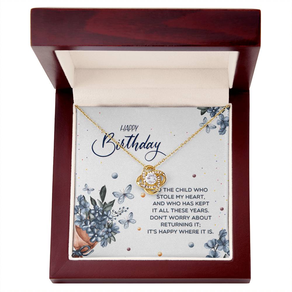 Love Knot Necklace Happy Birthday Gift for Daughter from Parents with Sentimental Message Card