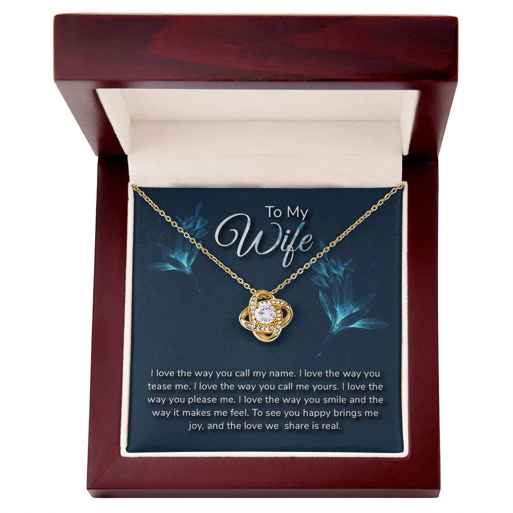 To My Wife Love Knot Necklace with Sentimental Romantic Message Card