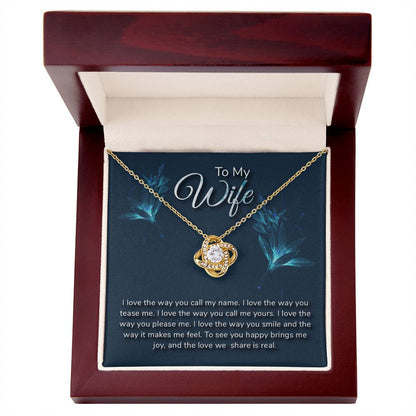 To My Wife Love Knot Necklace with Sentimental Romantic Message Card