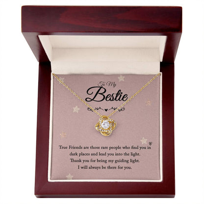 To My Bestie Love Knot Necklace with Sentimental Guiding Light Message Card