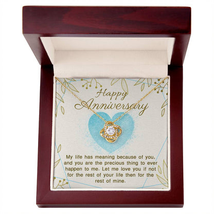 Happy Anniversary Love Knot Necklace for Wife with I Love You This Much Message Card