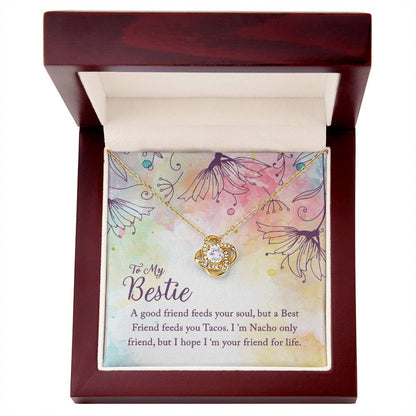 To My Bestie Love Knot Necklace with Funny Friendship Message Card