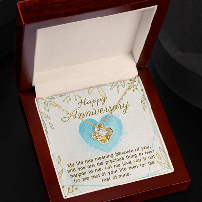 Happy Anniversary Love Knot Necklace for Wife with I Love You This Much Message Card
