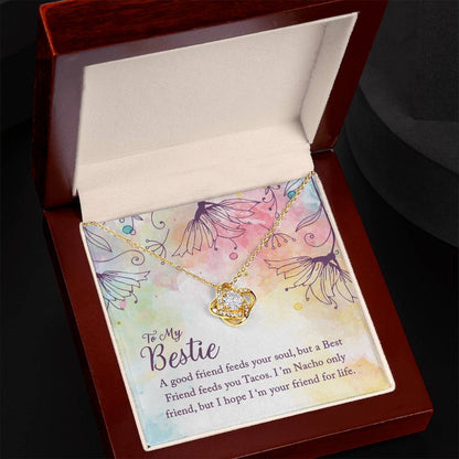 To My Bestie Love Knot Necklace with Funny Friendship Message Card