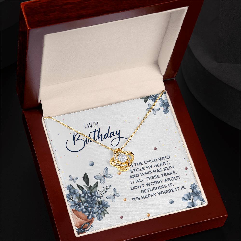Love Knot Necklace Happy Birthday Gift for Daughter from Parents with Sentimental Message Card