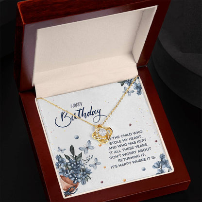 Love Knot Necklace Happy Birthday Gift for Daughter from Parents with Sentimental Message Card