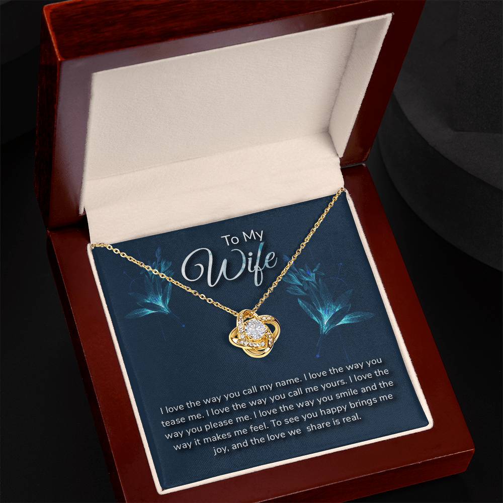 To My Wife Love Knot Necklace with Sentimental Romantic Message Card