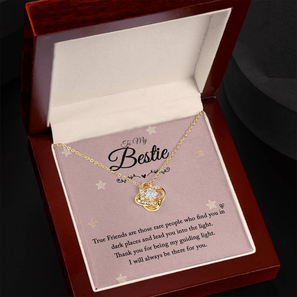 To My Bestie Love Knot Necklace with Sentimental Guiding Light Message Card