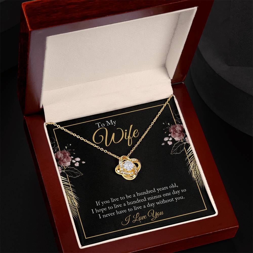 To My Wife Love Knot Necklace with Sentimental Anniversary Message Card