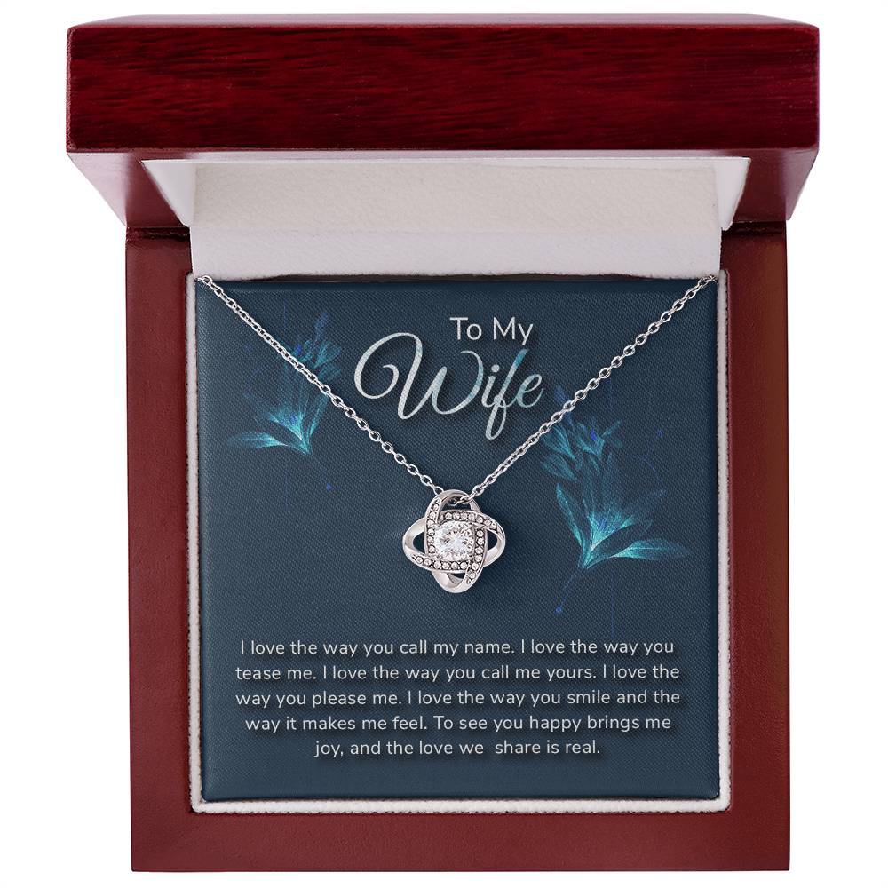 To My Wife Love Knot Necklace with Sentimental Romantic Message Card