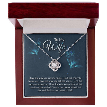 To My Wife Love Knot Necklace with Sentimental Romantic Message Card