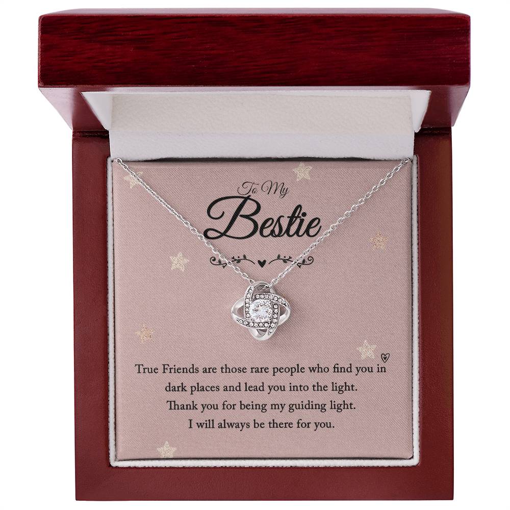 To My Bestie Love Knot Necklace with Sentimental Guiding Light Message Card