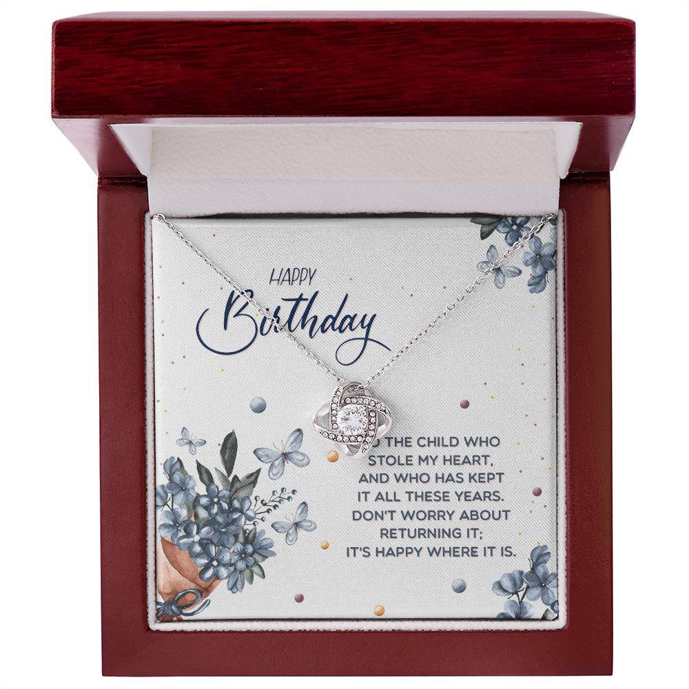 Love Knot Necklace Happy Birthday Gift for Daughter from Parents with Sentimental Message Card