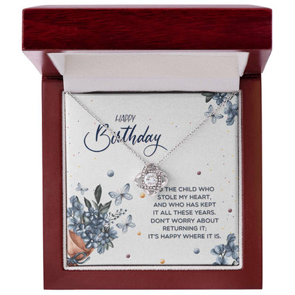 Love Knot Necklace Happy Birthday Gift for Daughter from Parents with Sentimental Message Card
