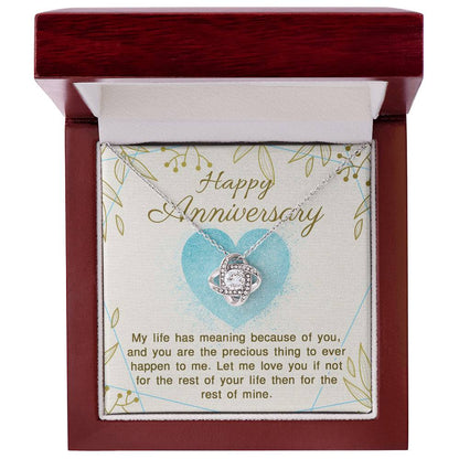 Happy Anniversary Love Knot Necklace for Wife with I Love You This Much Message Card